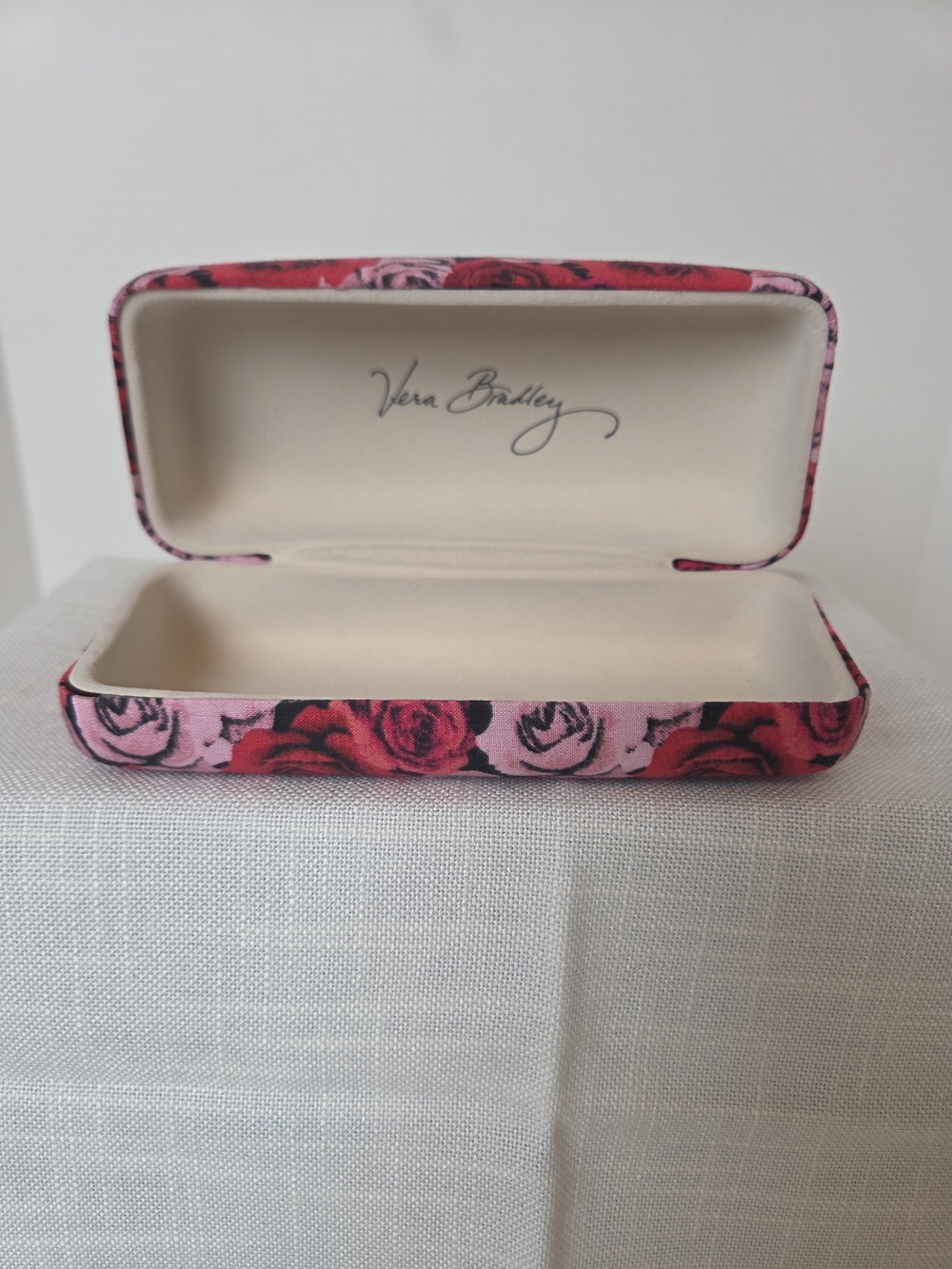 Vera Bradley Rose Print Hard Eyeglass Case in Pink and Red